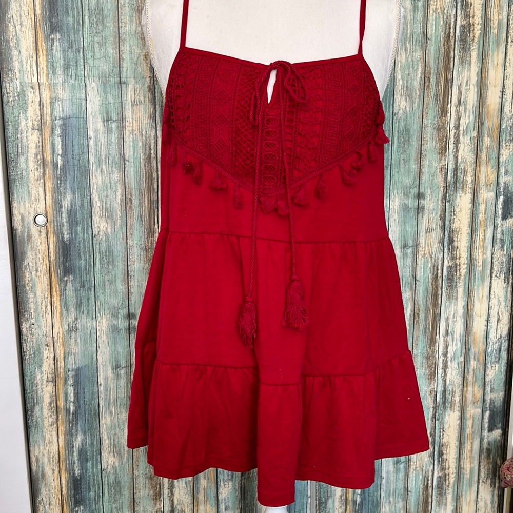 Red Boho Tank Top
